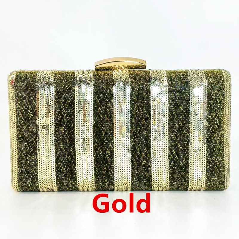 Interior Design Ai - Italian Design Striped Sequins Shiny Clutch