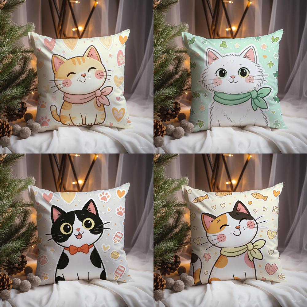 Cute Cat Illustration Cushion  - đánh giá và giá Interior Design Illustrated