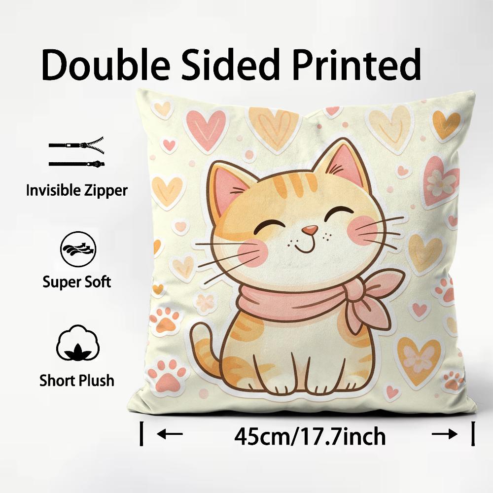 Cute Cat Illustration Cushion  - đánh giá và giá Interior Design Illustrated
